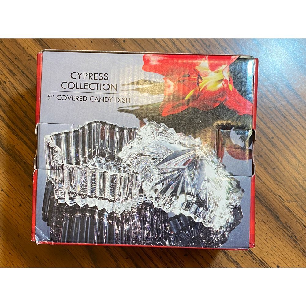 NWT Cypress Collection Crystal‎ Covered Candy Dish 5 Inch Holiday Serving